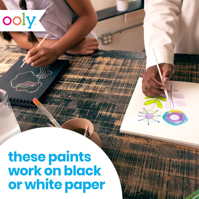 Ooly, Chroma Blends Neon Watercolor Paint Set, Watercolor Pack for Creative Kids and Adults, Bright Neon Colors in a Portable Case, Art Supplies for Ages 6 and Up, Brush Included - Image 4